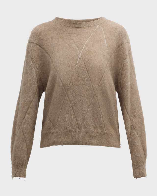 Cashmere and Wool Blend Sequin Argyle Sweat