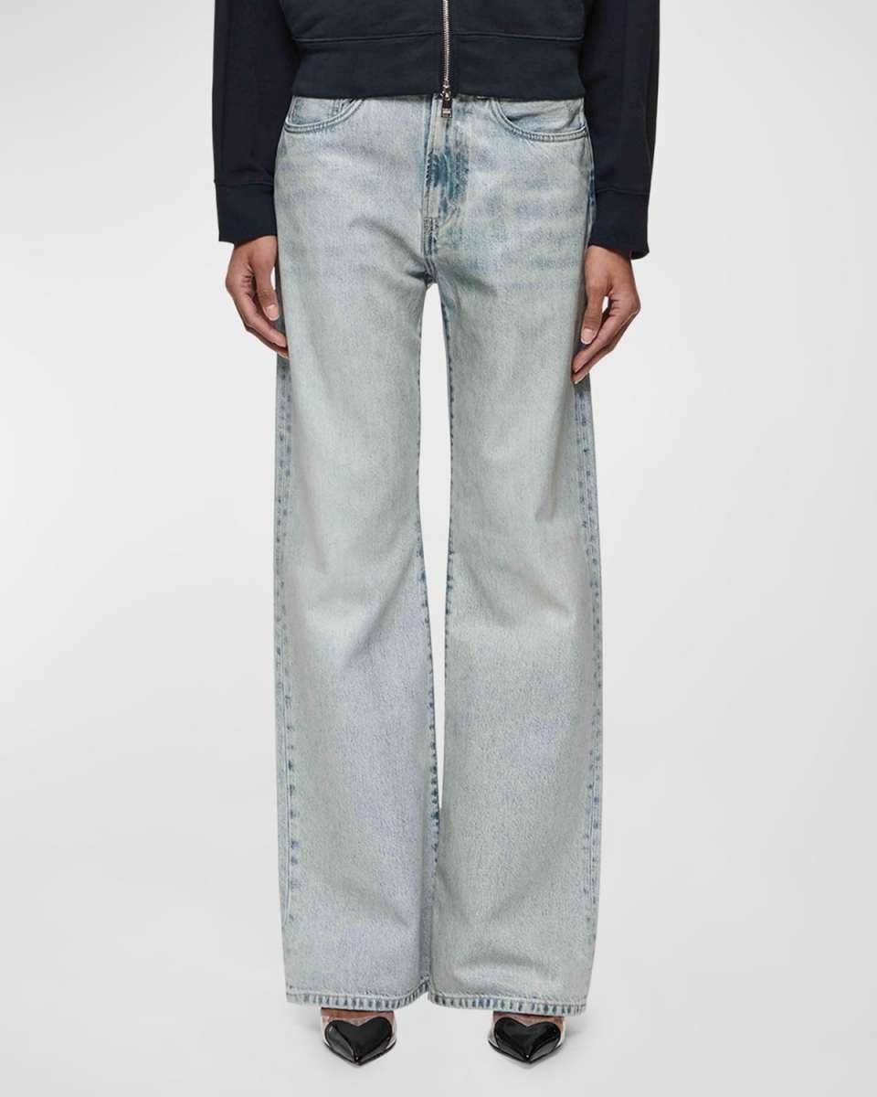 Wide-Leg Coated Jeans