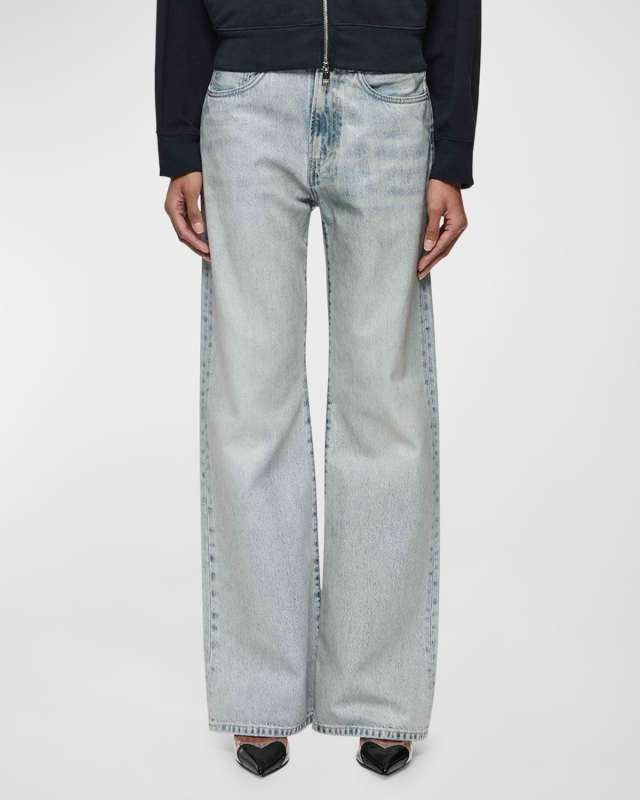 Wide-Leg Coated Jeans