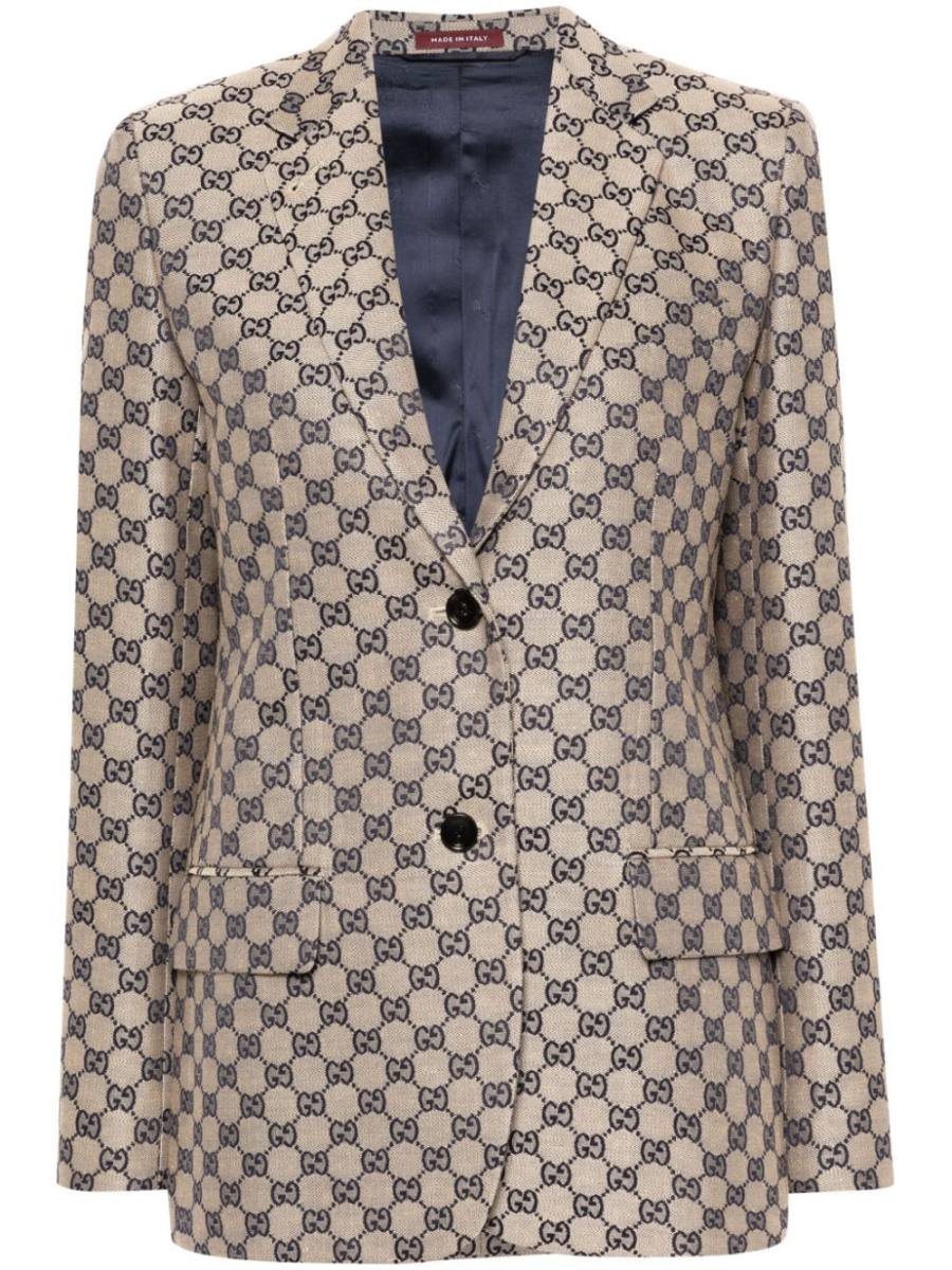 GG-embroidered single-breasted blazer