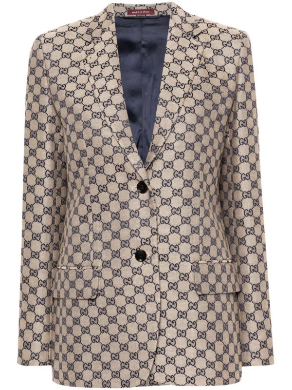 GG-embroidered single-breasted blazer