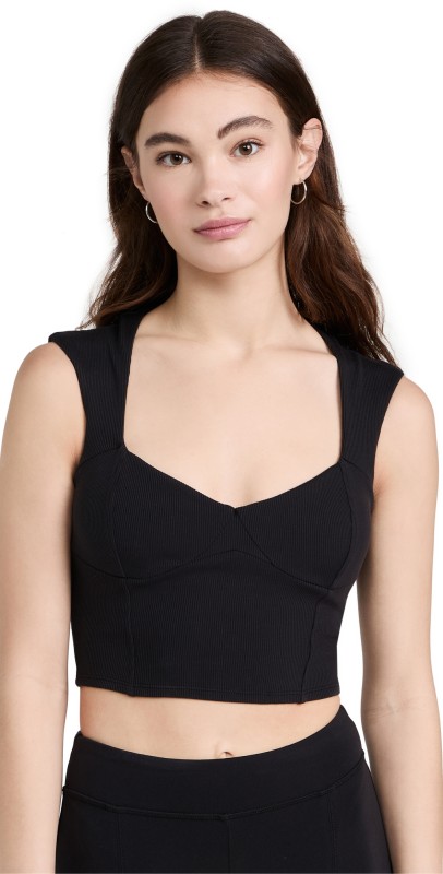 Alo Yoga Ribbed Sweetheart Short Sleeve Shirt Black