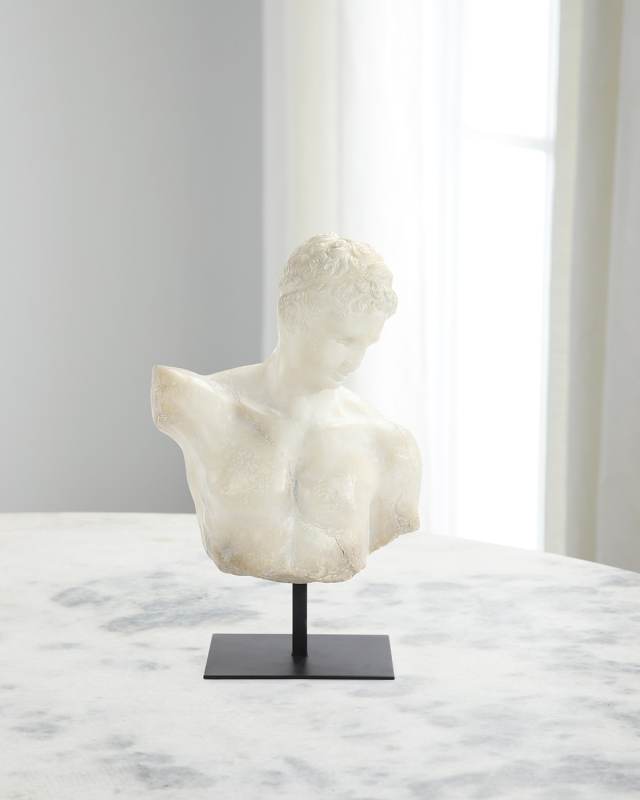 Greek Bust on Metal Base, 18"