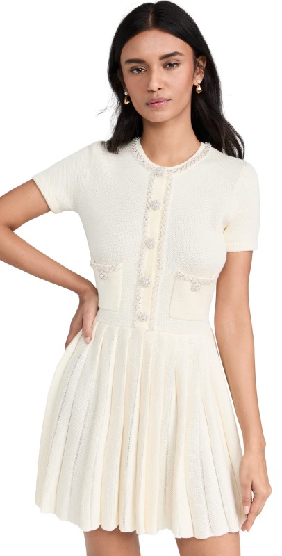 Self Portrait Knitini Dress Cream