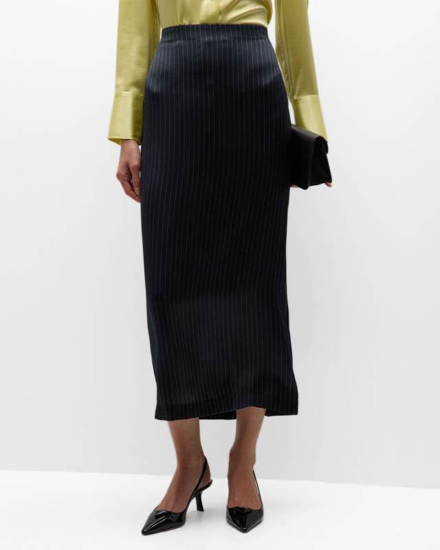 Slim Midi Pinstripe Pencil Skirt