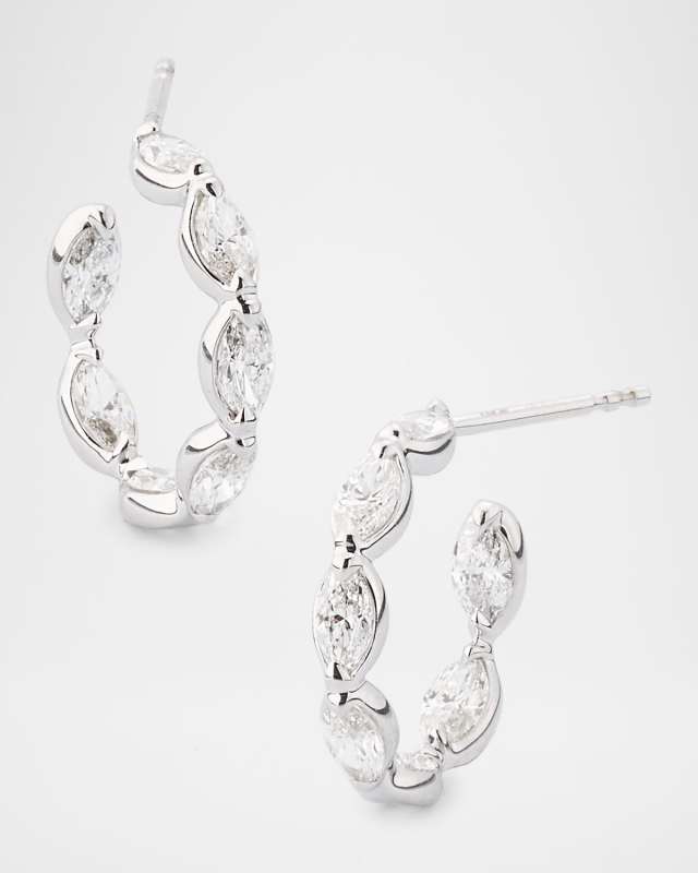 18K White Gold Inside Out Oval Diamond Hoop Earrings, 4.42tcw