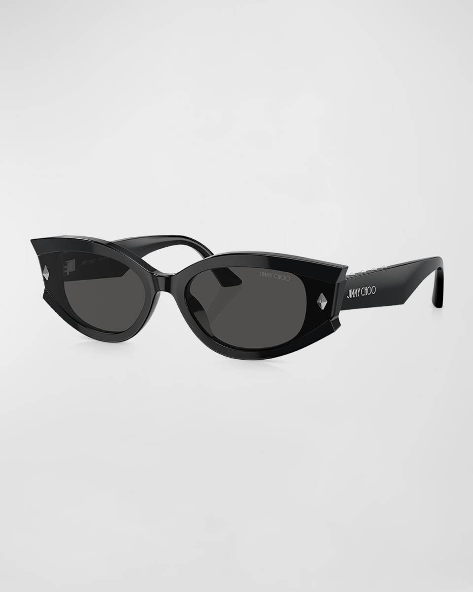 Embellished Acetate Oval Sunglasses