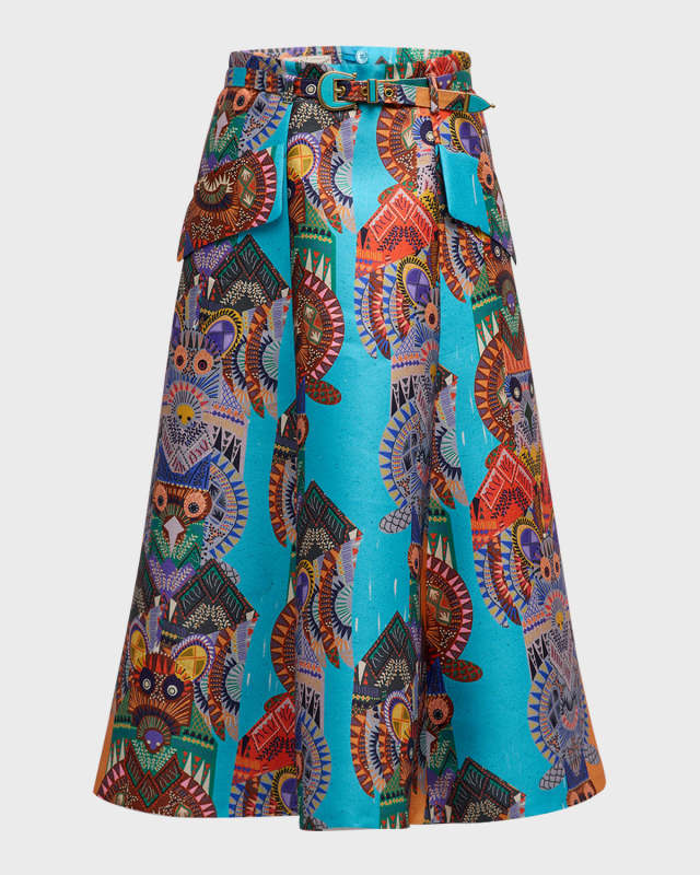Totem Pole Printed Midi Skirt