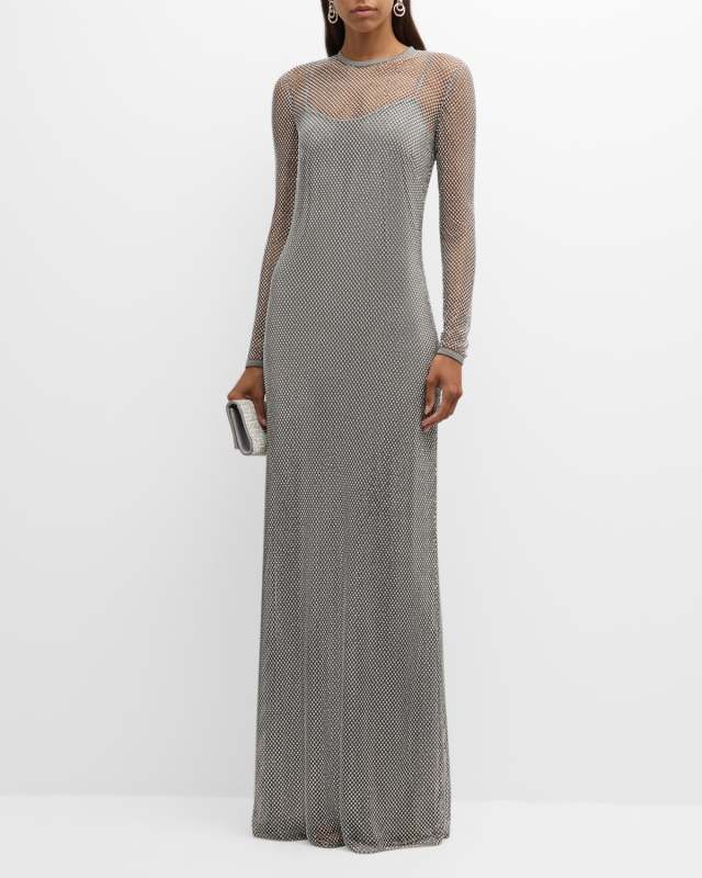 Crystal Embellished Gown with Slip
