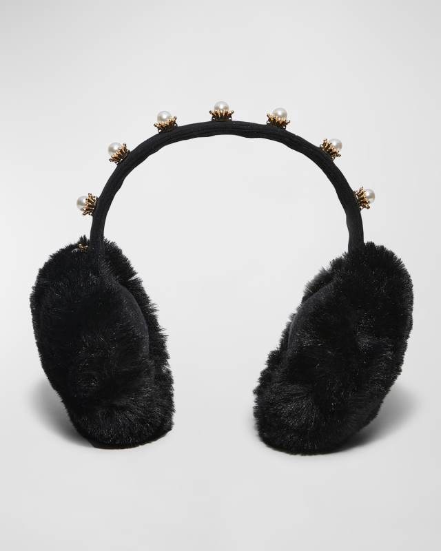 Pearly Starburst Faux-Fur Earmuffs