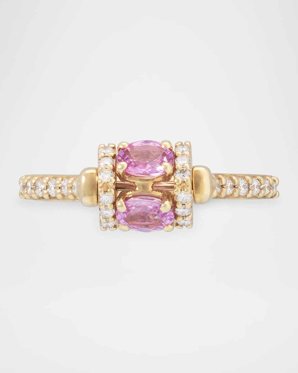 Procida Ring in 18K Yellow Gold with Pink Sapphires and Diamonds