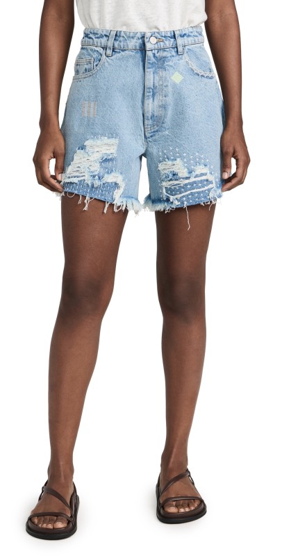 Sea Marion Mended Denim Shorts Blue