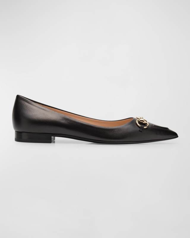 Erin Leather Horsebit Ballerina Flats