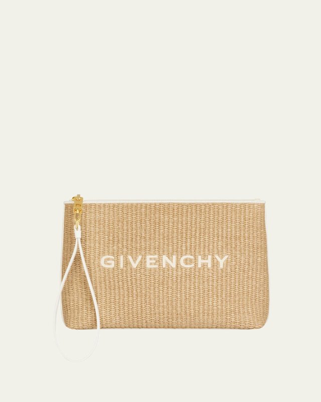 Travel Pouch Clutch Bag in Raffia