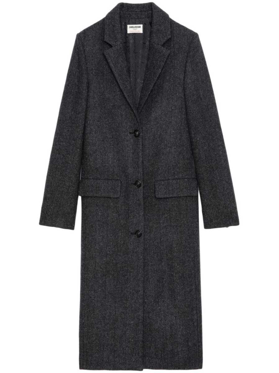 wool-blend single-breasted coat