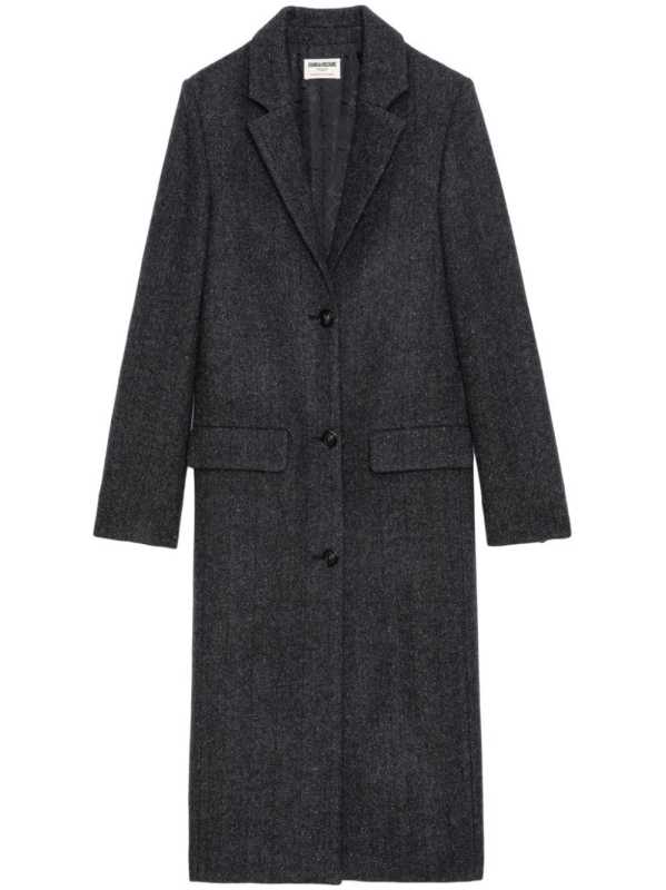 wool-blend single-breasted coat