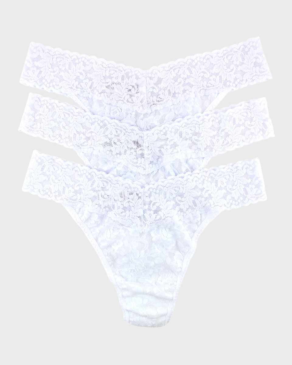 Three-Pack Original-Rise Signature Lace Thong