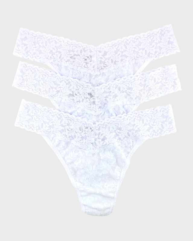 Three-Pack Original-Rise Signature Lace Thong