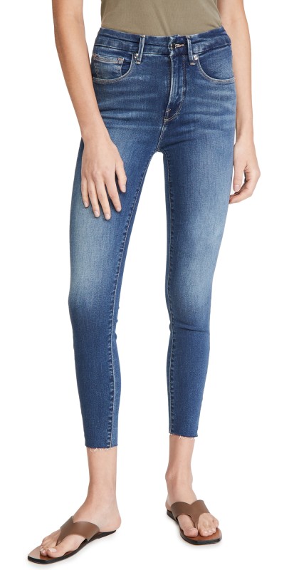 Good American Good Waist Crop Raw Edge Jeans Blue331