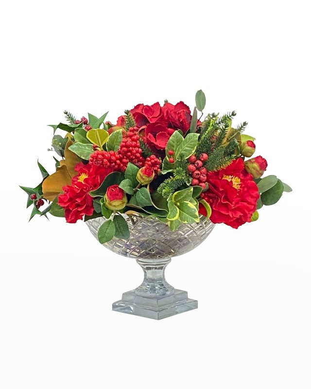 Faux Camellia Berry Floral Arrangement in Vase