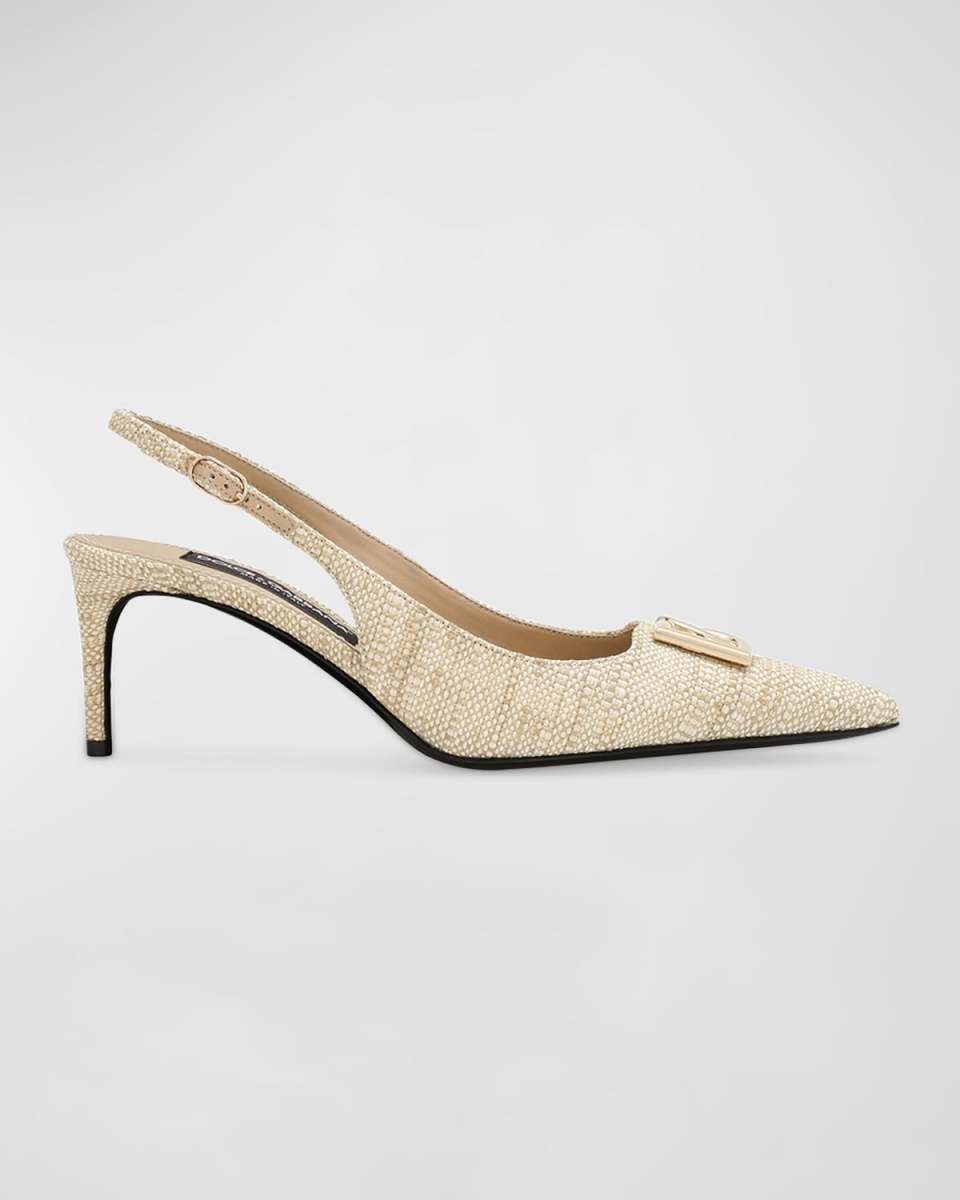 Raffia DG Medallion Slingback Pumps