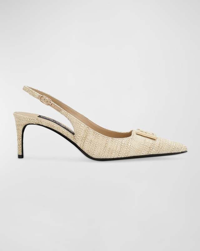 Raffia DG Medallion Slingback Pumps