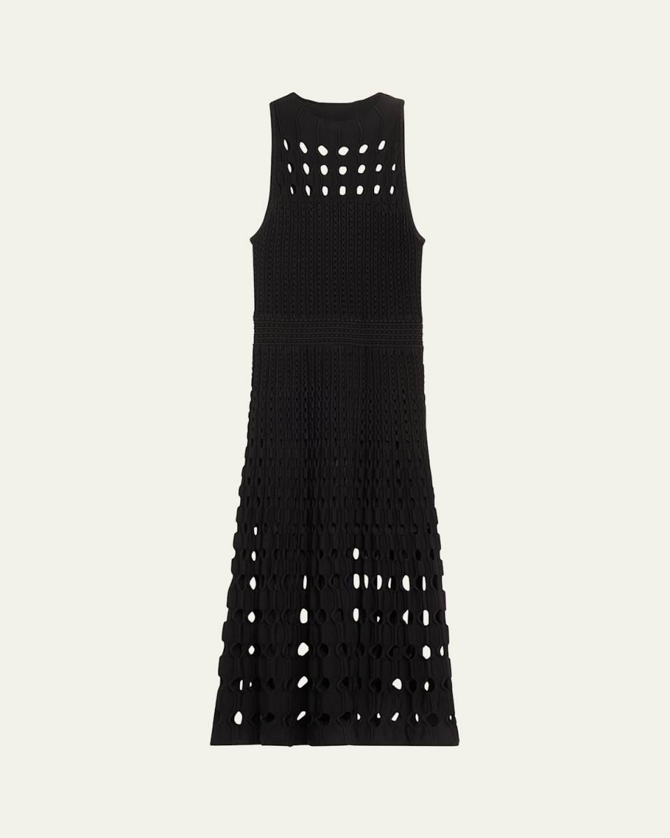 Nash Sleeveless Halter Crochet Midi Dress