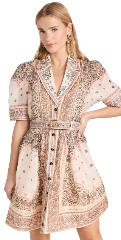 Zimmermann Matchmaker Mini Shirt Dress Cream Bandana