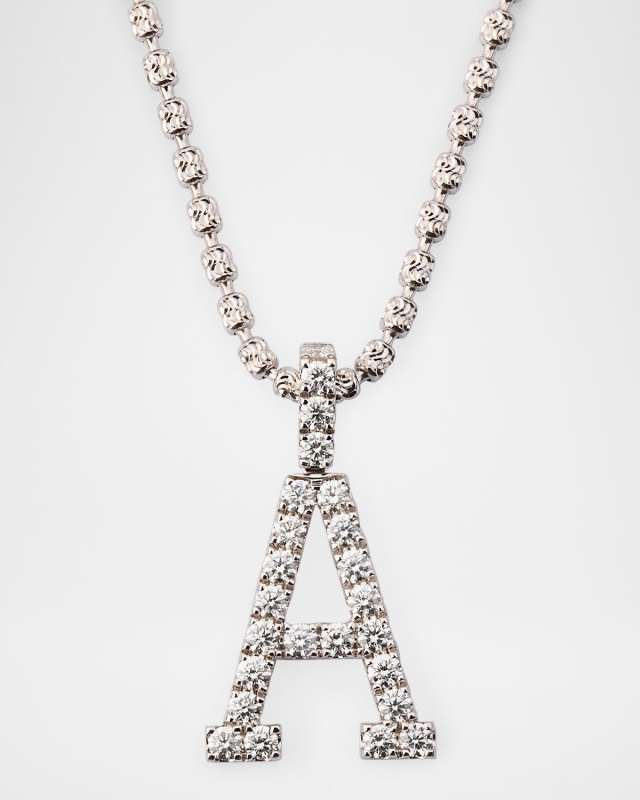 18K White Gold Large Diamond A Necklace, 2.63tcw/18"