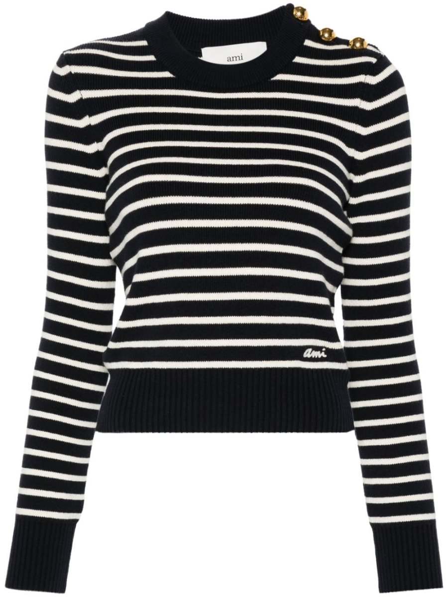 ribbed-knit striped jumper