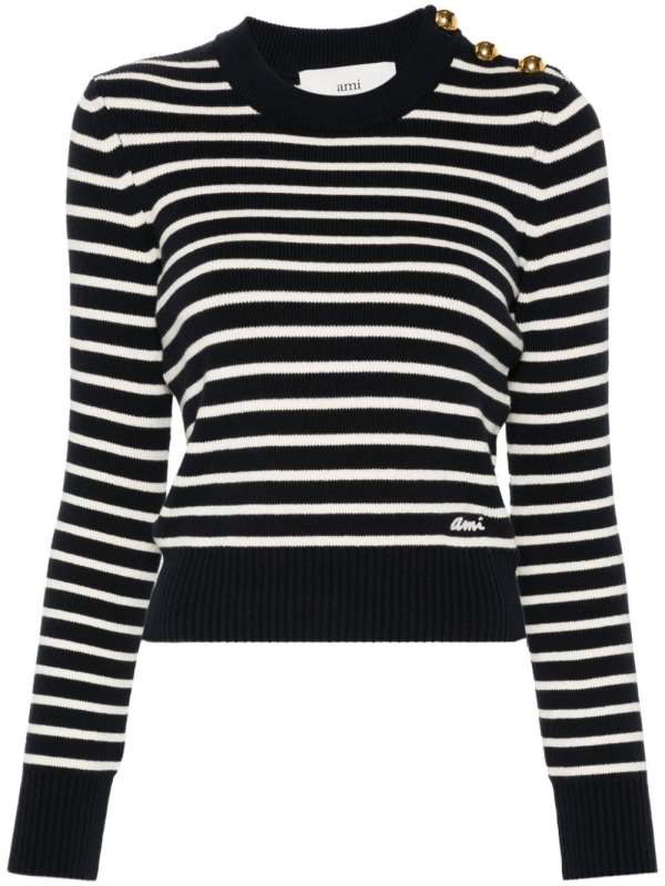 ribbed-knit striped jumper