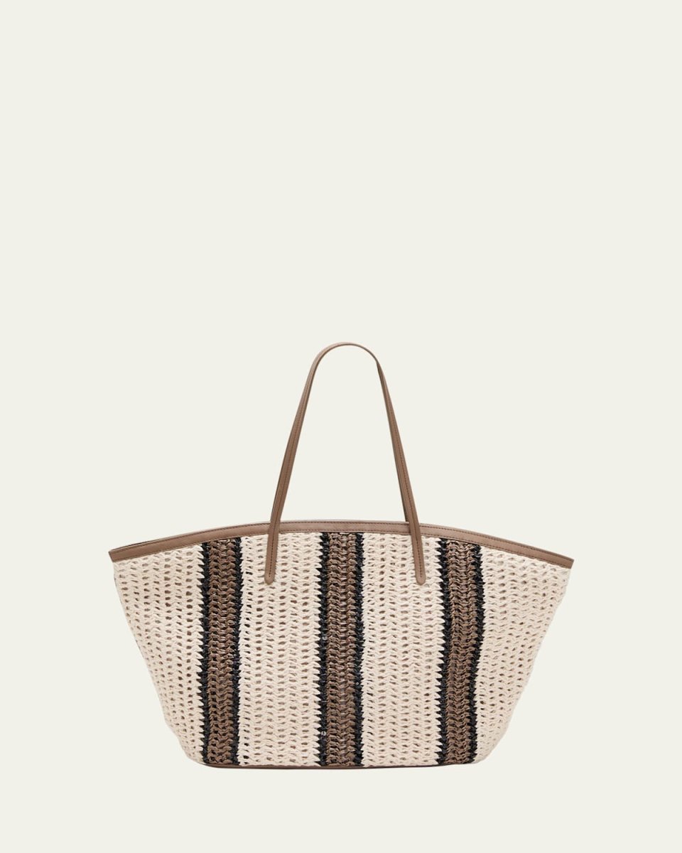 Striped Crochet Tote Bag