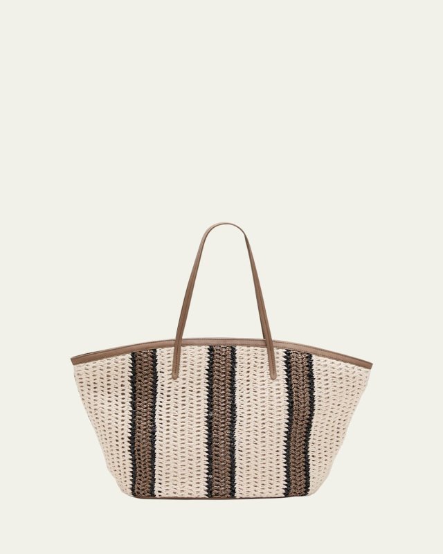 Striped Crochet Tote Bag