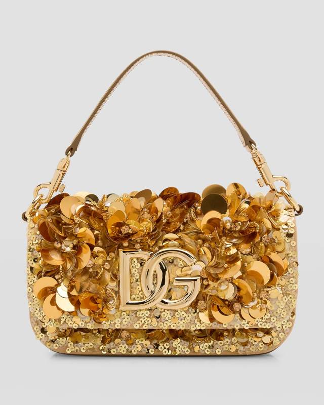 DG Logo Sequined Shoulder Bag
