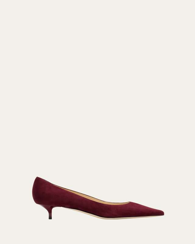 Amelia Suede Kitten-Heel Pumps