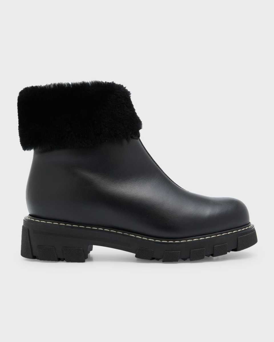 Leather Shearling Zip Winter Booties