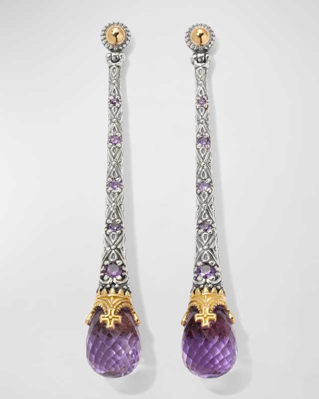 Silver and Gold Amethyst Earrings