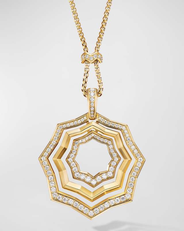 Zig Zag Stax Pendant Necklace with Diamonds in 18K Gold, 38mm