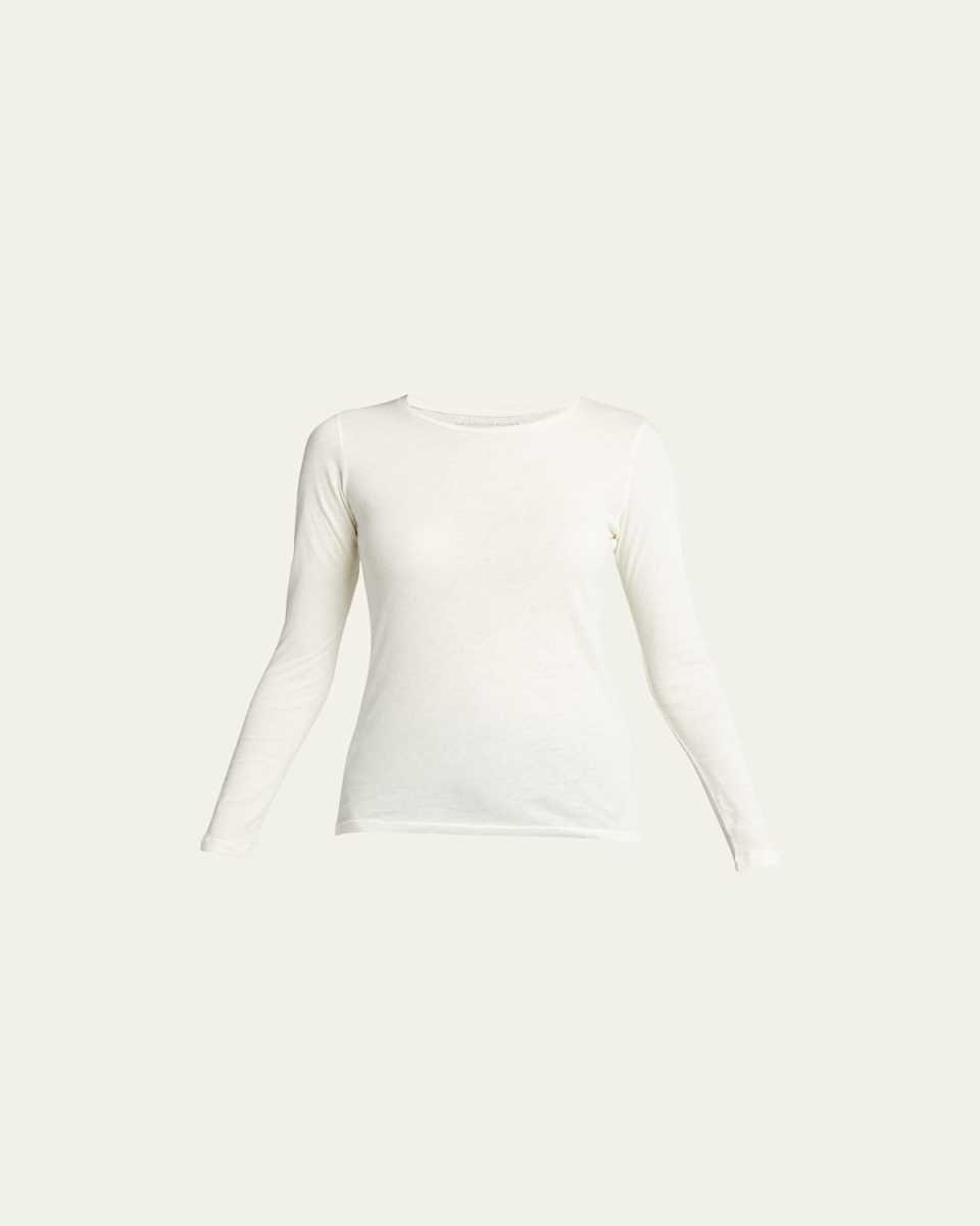 Cotton/Cashmere Long-Sleeve Crewneck T