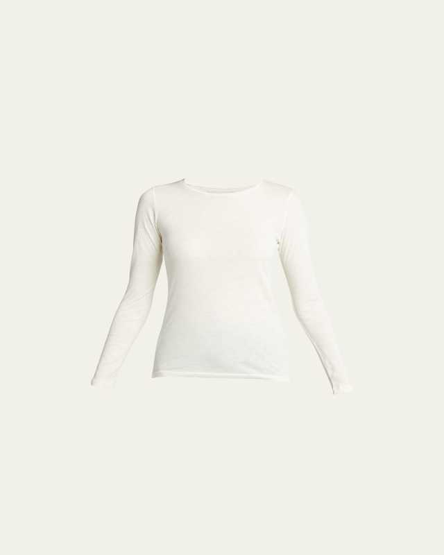 Cotton/Cashmere Long-Sleeve Crewneck T