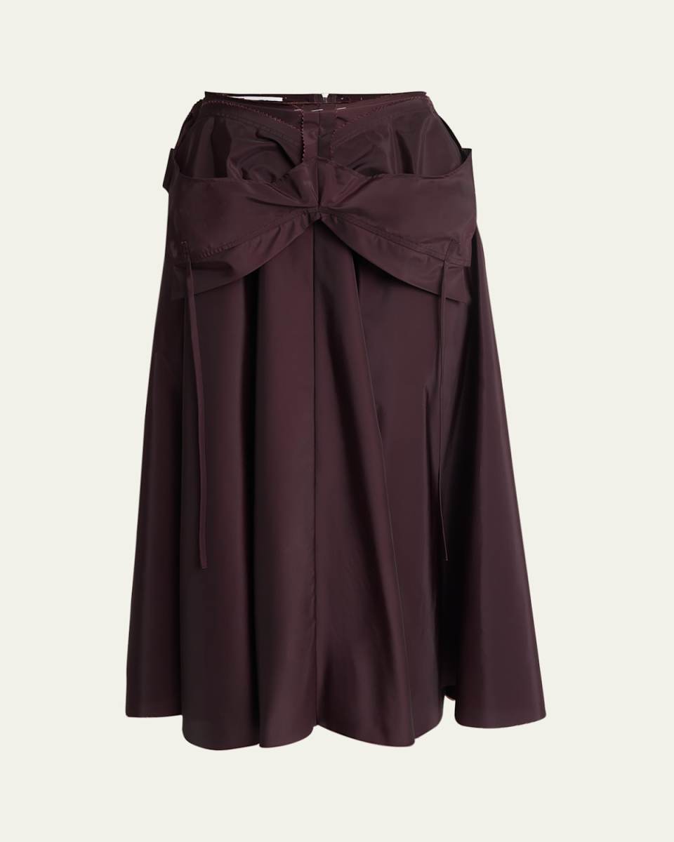 Nylon Fit-Flare Midi Dress Skirt