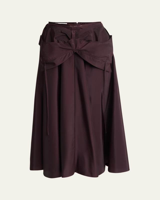 Nylon Fit-Flare Midi Dress Skirt