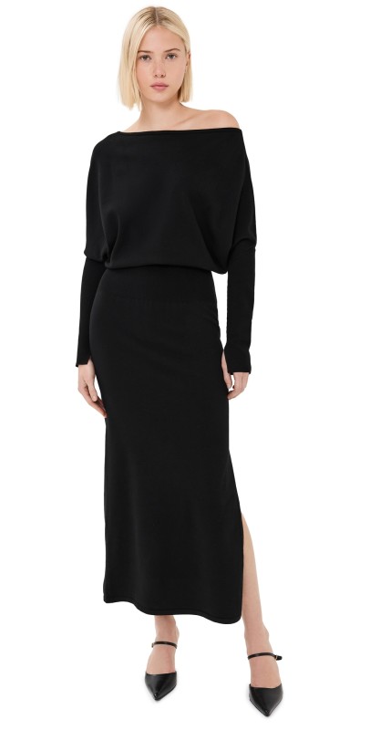 SIMKHAI Janese Off Shoulder Midi Dress Black