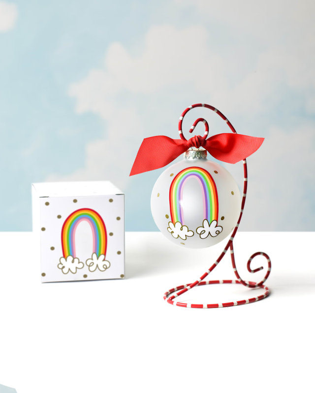Rainbow of Hope Christmas Ornament with Stand, Personalized