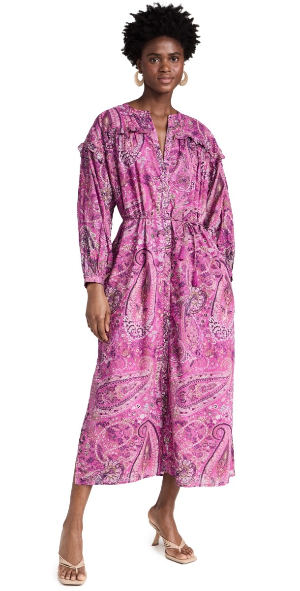 Cleobella Ellen Ankle Dress Caymen Paisley Pink