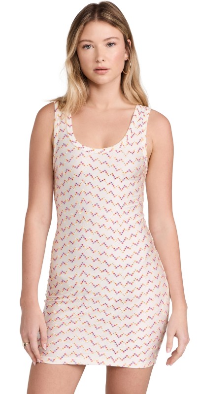 Missoni Stretch Mini Dress with Eyelet Lace Lilac/Yellow Space Dye