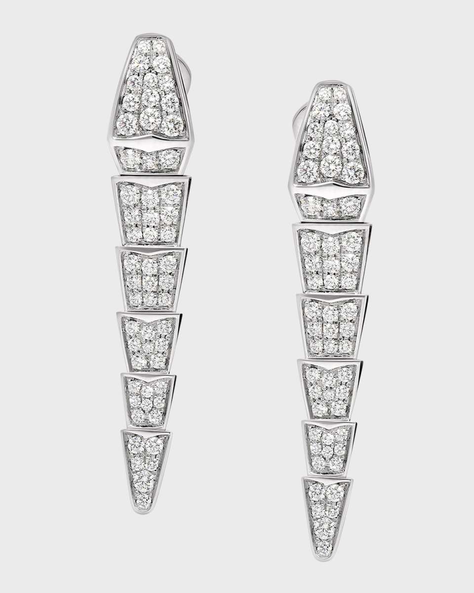 Serpenti Pave Scale Earrings in White Gold