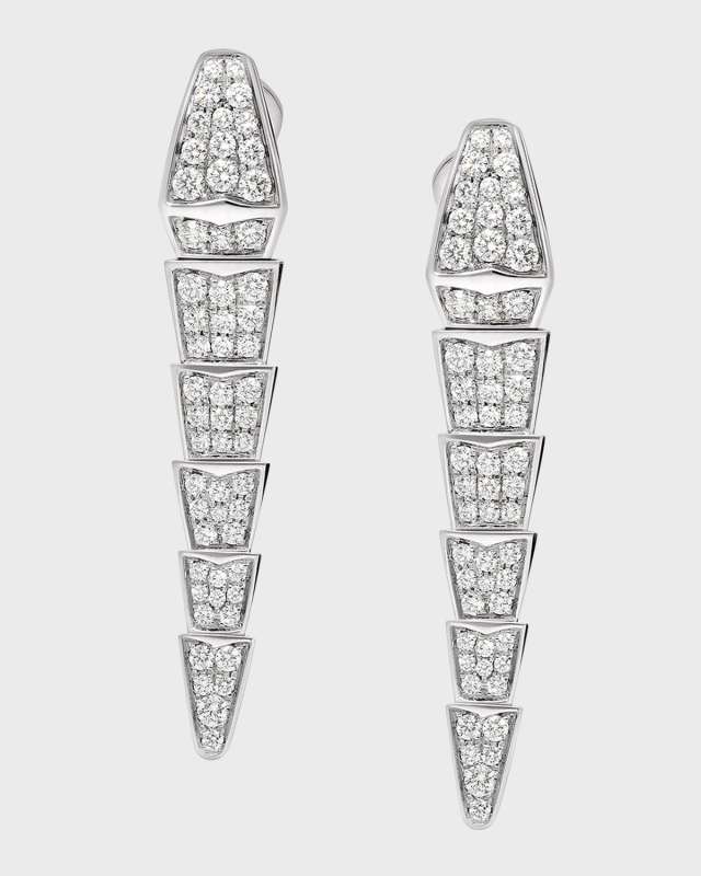 Serpenti Pave Scale Earrings in White Gold