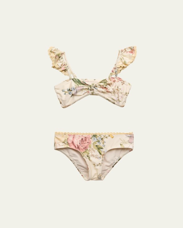 Girl's Waverly Frill Two-Piece Bikini Set, Size 1-10