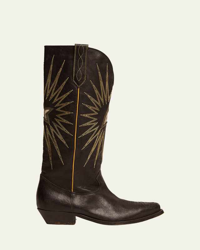 Wish Star Embroidered Leather Western Boots